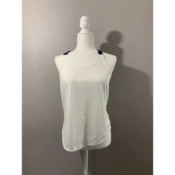 Nike Women's‎ White Dri-Fit Loose Fit Elastika Y-Tank Racer Back Tank Top Size M - Picture 1 of 7